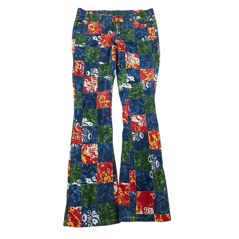 Loudmouth Golf Pants Patchwork Madras Multi Color Cotton Trousers SZ8 - Picture 2 of 8